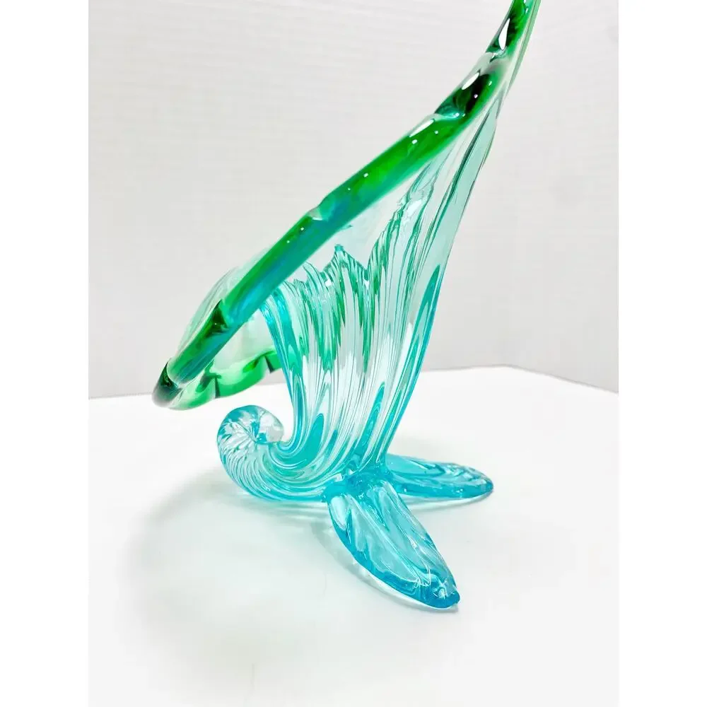 Murano Italian Blown Blue Green Turquoise Glass 